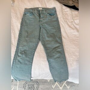 Inside crop step fray mothers - vintage blue